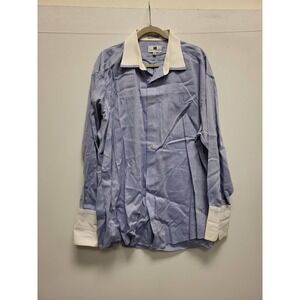 Italo Mondo The Shirt Blue Long Sleeve Dress Shirt Mens Size 18 34/35 Cotton